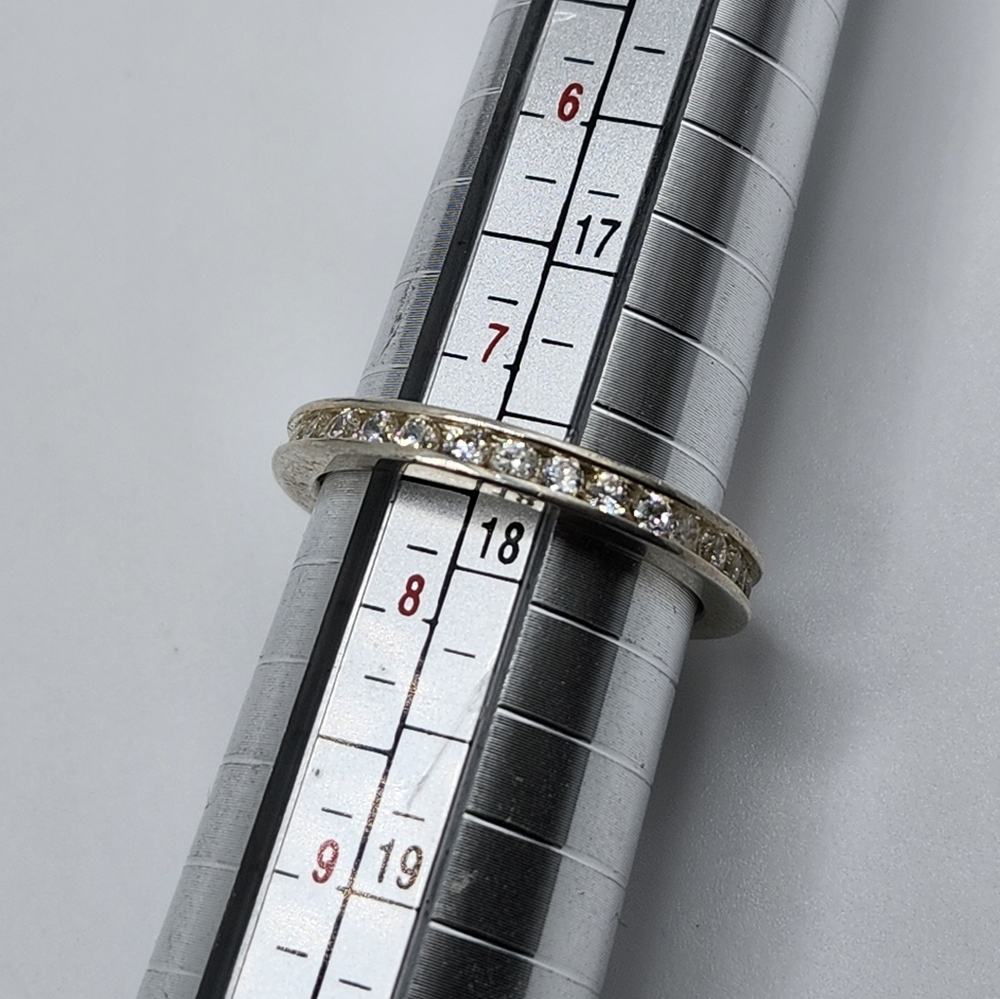 925 Sterling Silver Band Stackable Cz Ring Size 7… - image 7